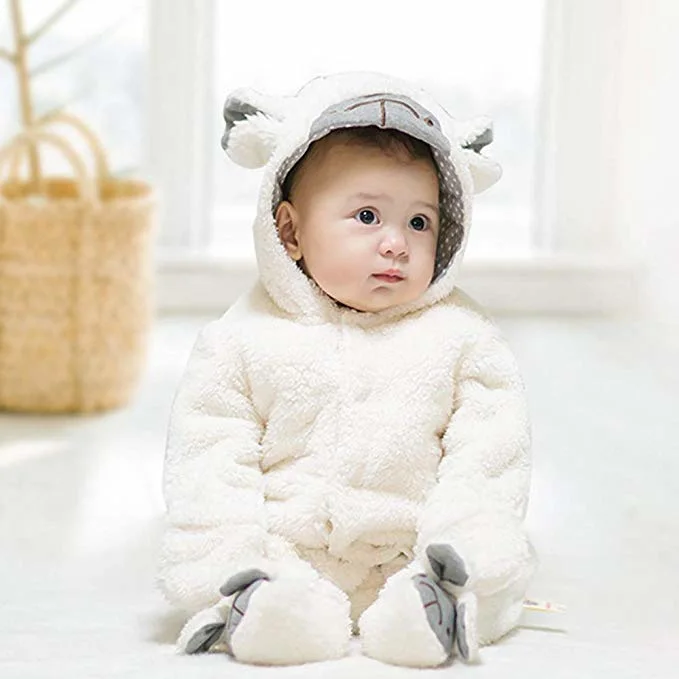 Unisex Baby Flannel Romper for Winter & Autumn, Adorable Kids Animal Costumes Outfit Homewear