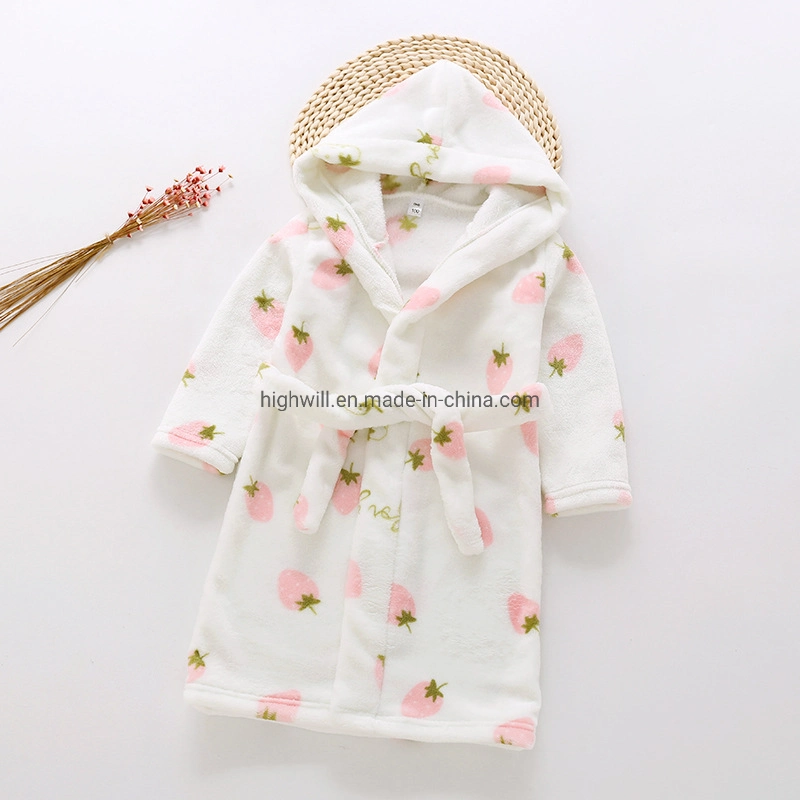 Pajamas Pyjamas Home Textile Sleepwear Flannel Robe with Hoodies and Belt for Kids Children Wholesale Autumn Winter