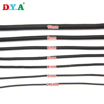 Preto 2,5 mm 5 mm 10 mm 12 mm Forte estiramento elástico elástico redondo corda de choque elástico cabo de látex